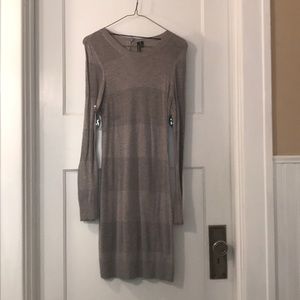 Grey knit sweater mini dress